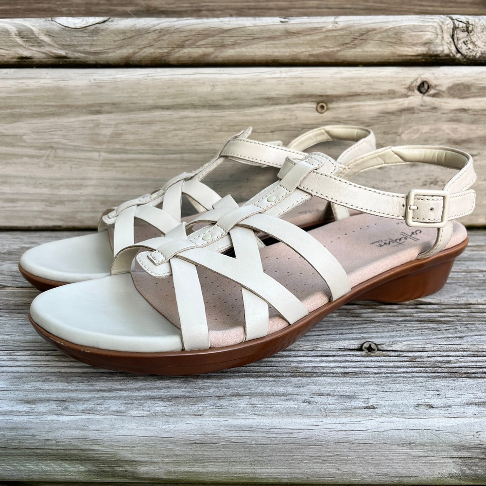 Clarks Cream Strappy Slingback Sandals